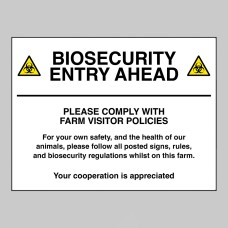 Biosecurity entry ahead - Please comply with farm visitor policies - 