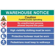 Warehouse Safety Caution - Forklift Trucks - Hivis - Boots must be Worn Warehouse Safety Caution - Forklift Trucks - Hivis - Boots must be Worn