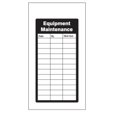 Equipment Maintenance Record Tags Equipment Maintenance Record Tags