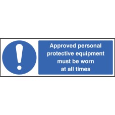 Approved Personal Protective Equipment Must be Worn At All Times Approved Personal Protective Equipment Must be Worn At All Times
