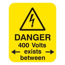 Danger - 400 Volts  Exists Between Labels