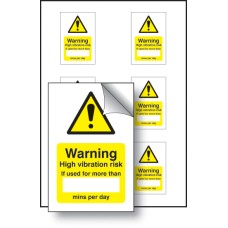 High Vibration Risk If Used Minutes / per Day Labels (Sheet of 6) High Vibration Risk If Used Minutes / per Day Labels (Sheet of 6)