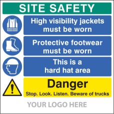 Hi Vis - Footwear - Hard Hat - Stop, Look, Listen - Add Logo - Site Saver