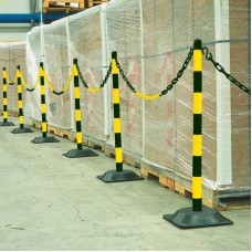 Yellow & Black Chain Post Kit - 6 Posts - 10m Chain - Hooks & Links Yellow & Black Chain Post Kit - 6 Posts - 10m Chain - Hooks & Links
