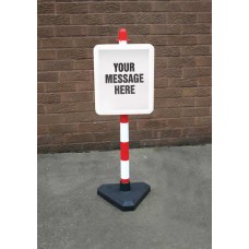 White & Red Frame & Post - Inc Custom Sign