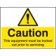 Caution - this Equipment Must be Locked Out Prior to Servicing
